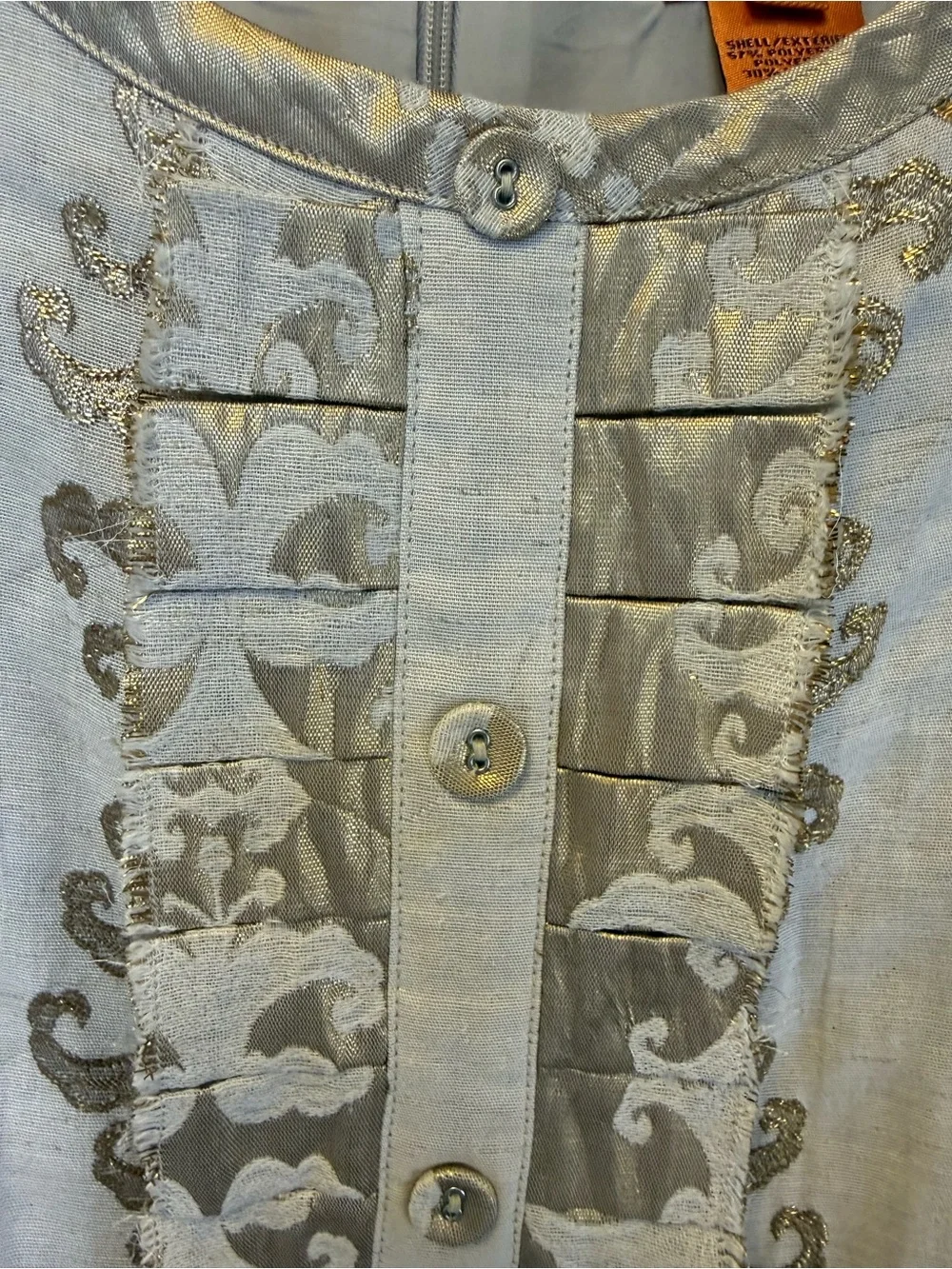 Tory Burch Cream Sheath Dress with Gold Brocade Accents 4 - Picture 9 of 10
